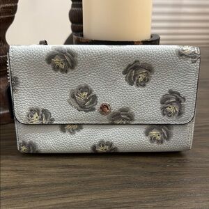 Coach Light Gray Floral Wallet